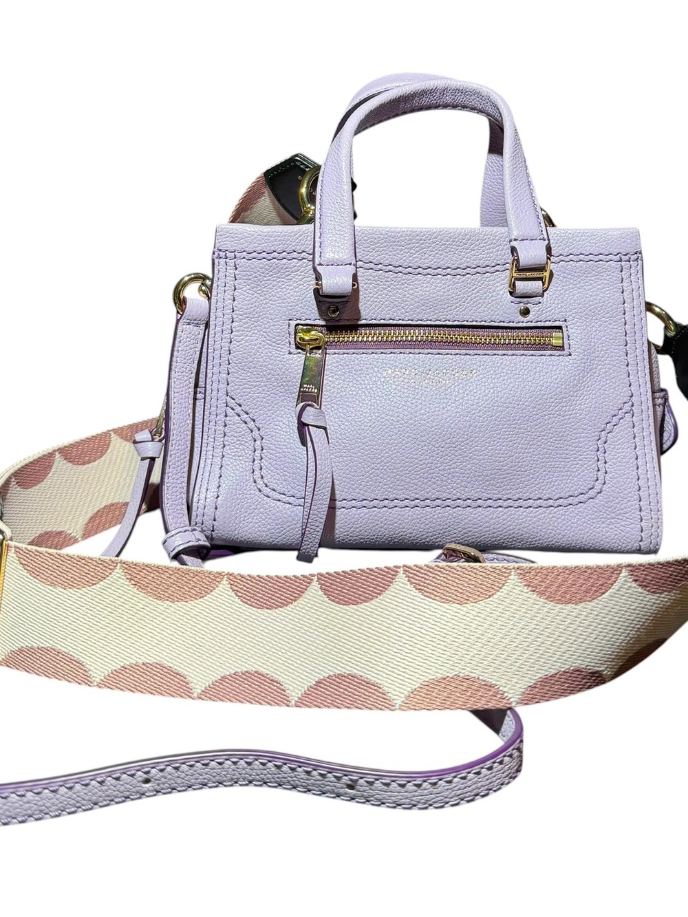 Marc Jacobs Fair Orchid Leather Mini Cruiser Top Handle Satchel Web Strap